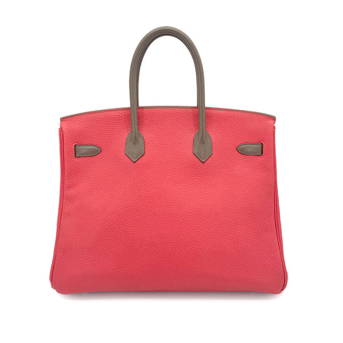 HERMES BIRKIN CASAQUE 35 ROSE JAIPUR ARGILE ETOUPE TAURILLON CLEMENCE SWIFT HAND BAG □P SHW 90275152 - PURPOSE
