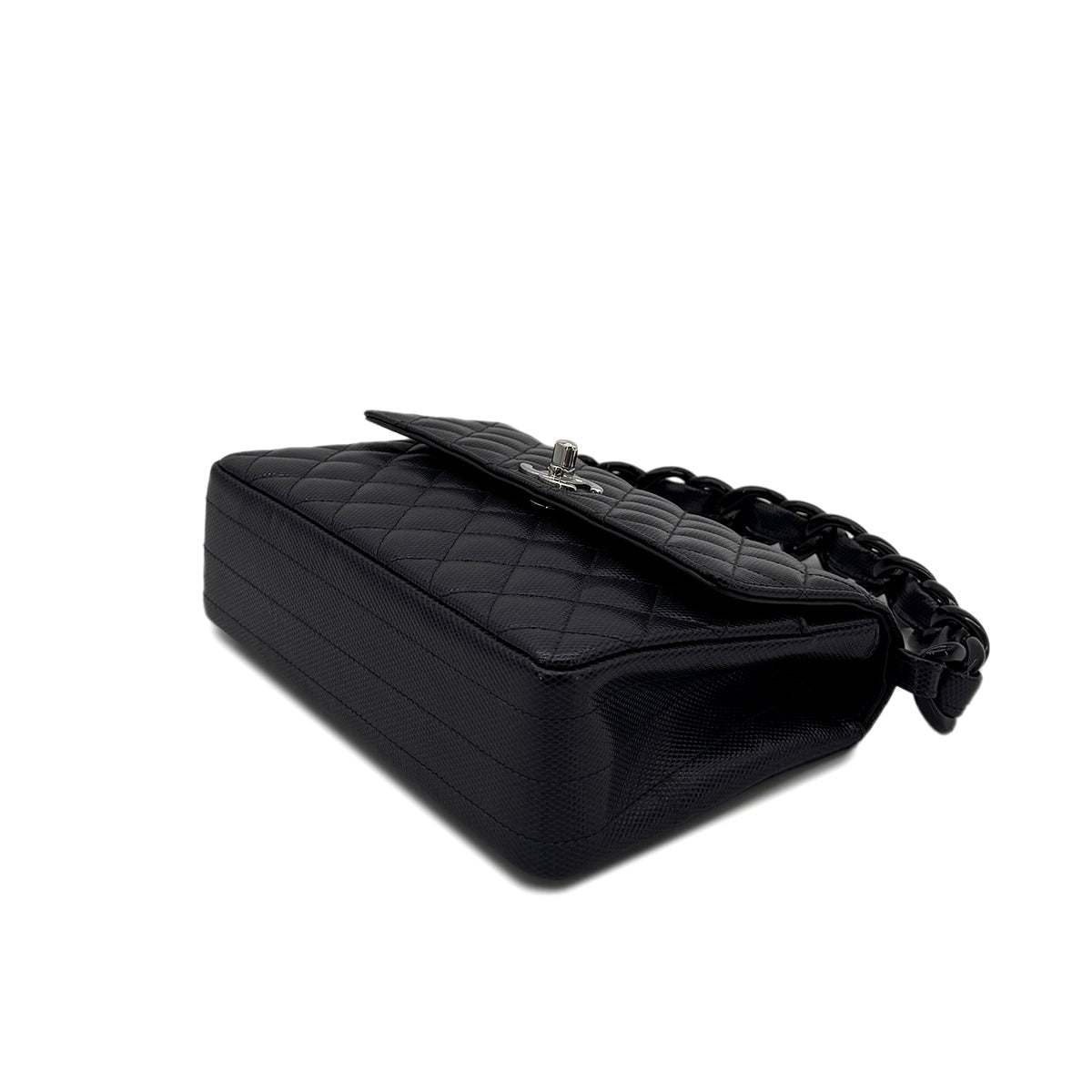 CHANEL VINTAGE MATELASSE CHAIN HAND BAG BLACK LEATHER 90275159