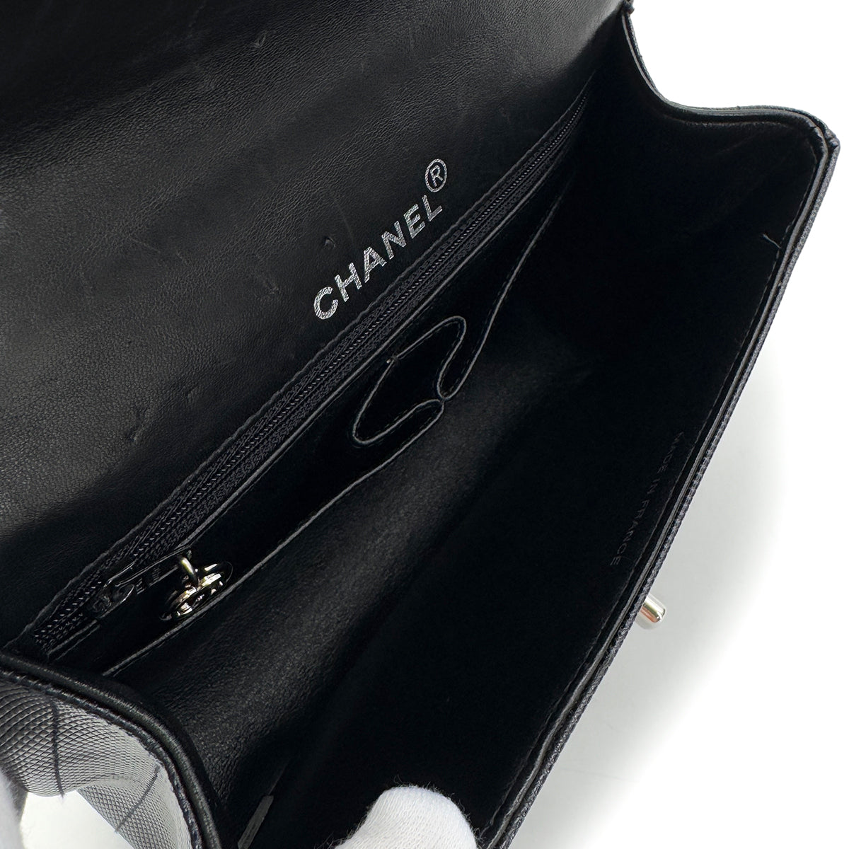 CHANEL VINTAGE MATELASSE CHAIN HAND BAG BLACK LEATHER 90275159