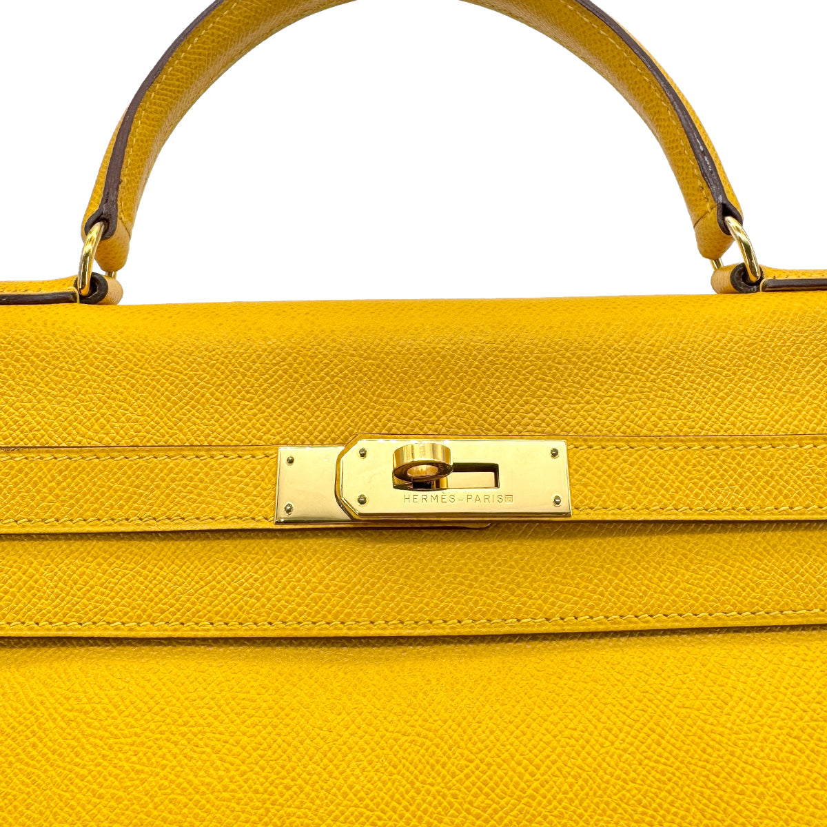 HERMES KELLY 35 JAUNE COUCHEVEL HAND SHOULDER BAG 〇W 90275161