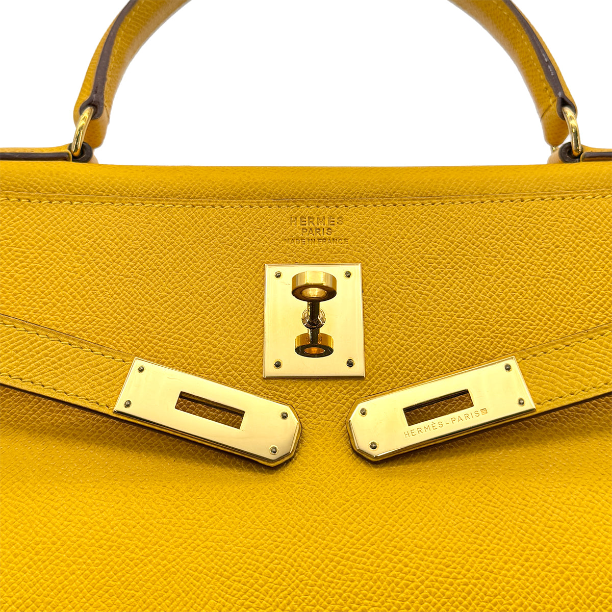 HERMES KELLY 35 JAUNE COUCHEVEL HAND SHOULDER BAG 〇W 90275161