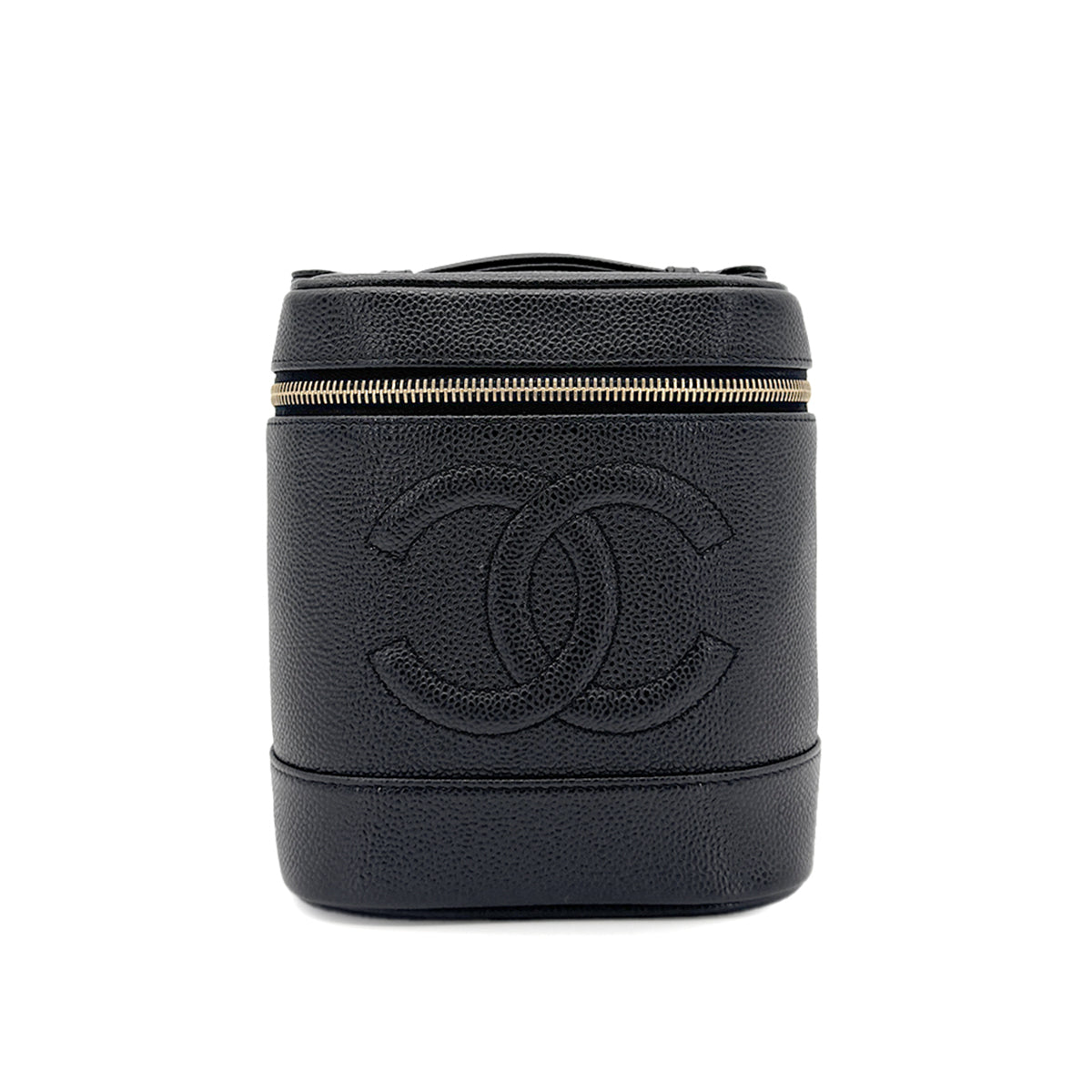 CHANEL VINTAGE VANITY HAND BAG BLACK CAVIAR SKIN 90275167