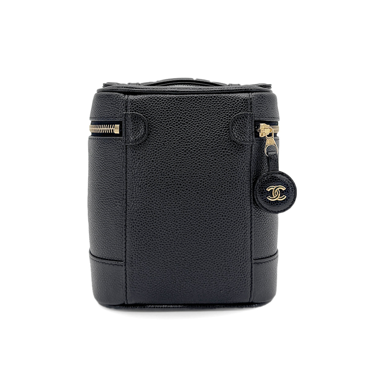 CHANEL VINTAGE VANITY HAND BAG BLACK CAVIAR SKIN 90275167