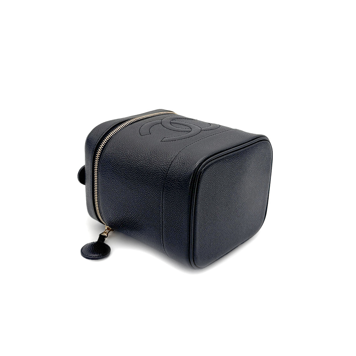 CHANEL VINTAGE VANITY HAND BAG BLACK CAVIAR SKIN 90275167