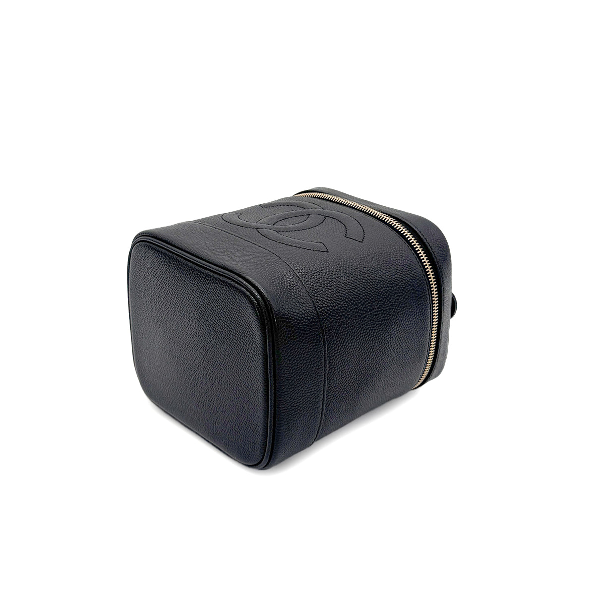 CHANEL VINTAGE VANITY HAND BAG BLACK CAVIAR SKIN 90275167