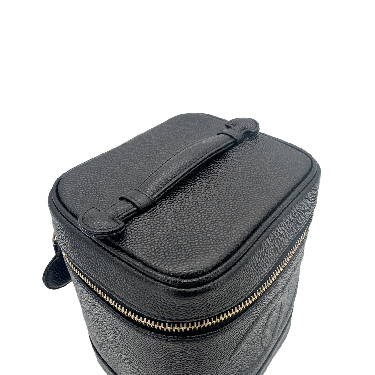 CHANEL VINTAGE VANITY HAND BAG BLACK CAVIAR SKIN 90275167