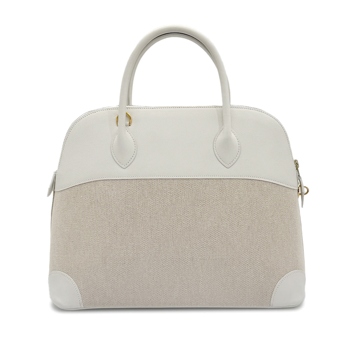 HERMES BOLIDE 35 WHITE VEAU GULLIVER TOILE H HAND SHOULDER BAG □A GHW 90275310