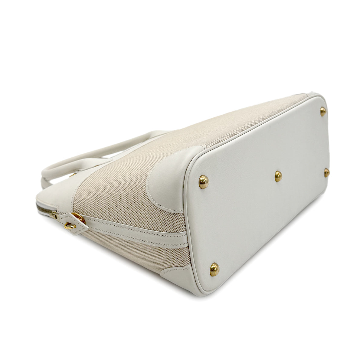 HERMES BOLIDE 35 WHITE VEAU GULLIVER TOILE H HAND SHOULDER BAG □A GHW 90275310