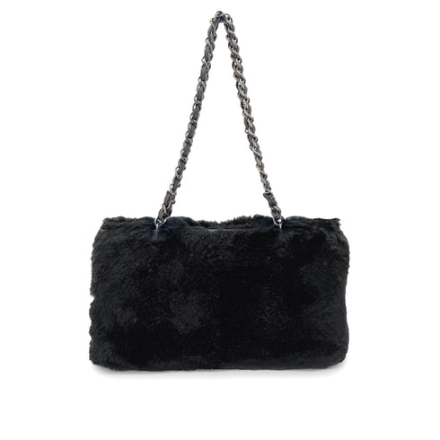 CHANEL VINTAGE CHAIN SHOULDER BAG BLACK LEATHER FUR 90275598 - PURPOSE