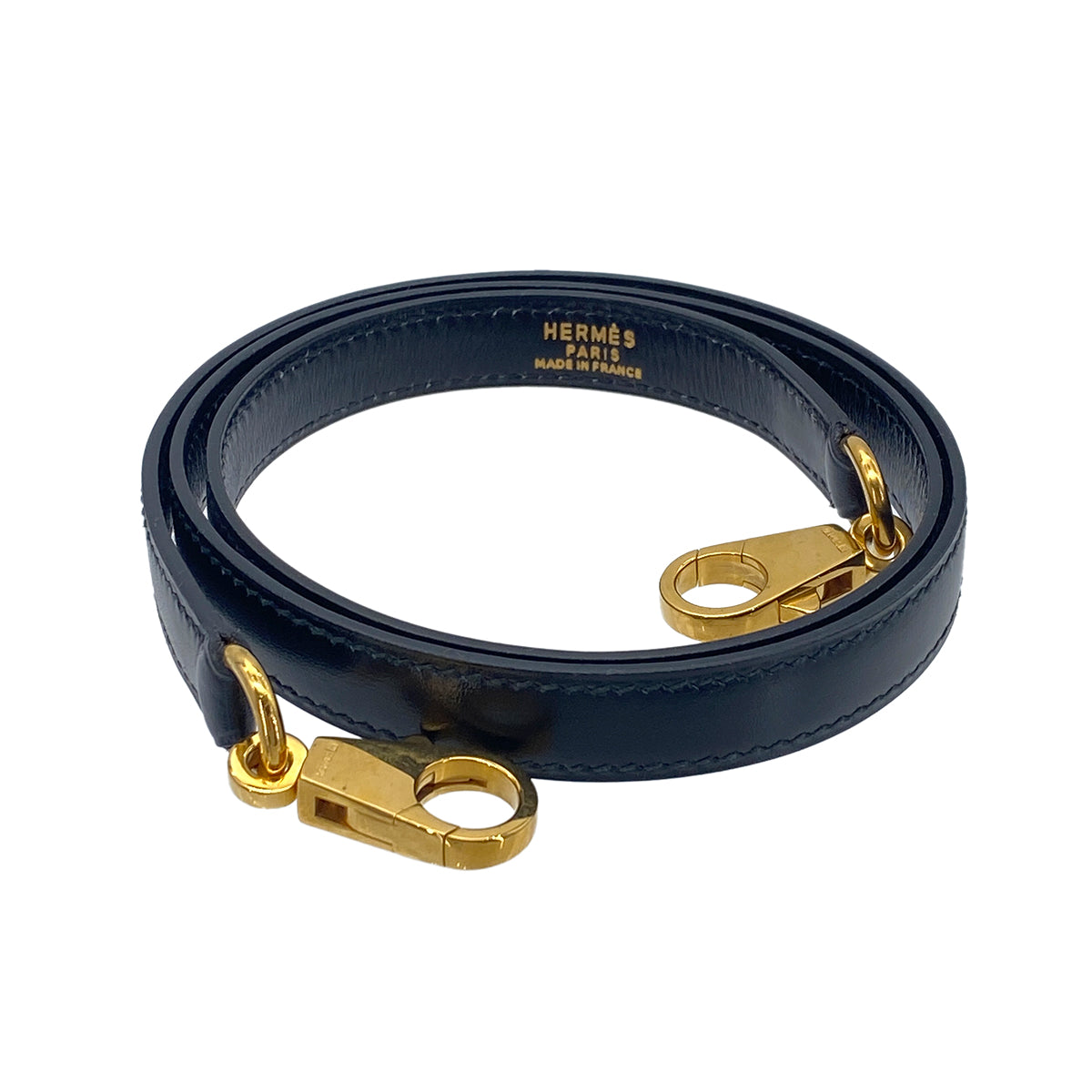 HERMES KELLY BLACK BOXCALF HAND SHOULDER BAG STRAP GHW 90275599