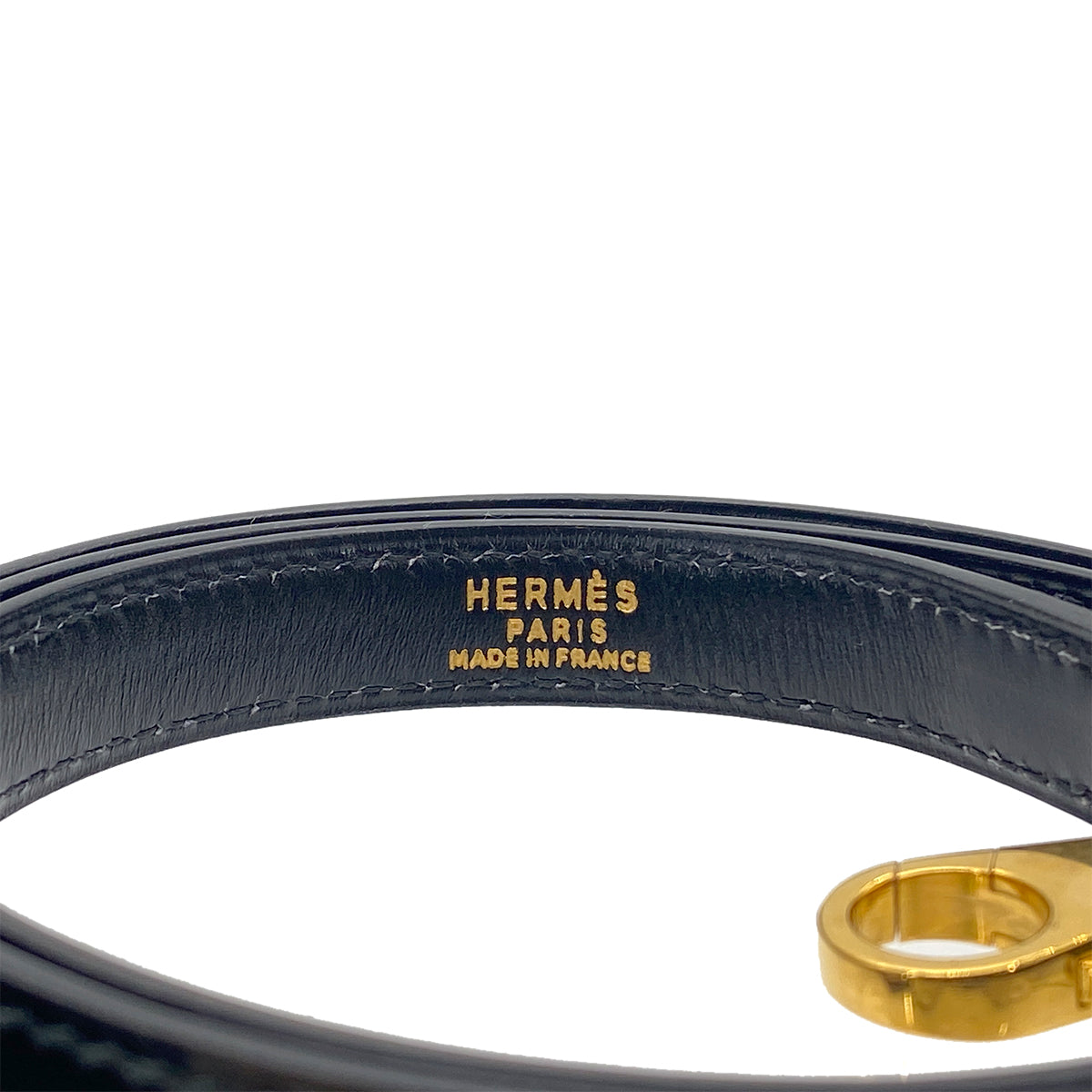 HERMES KELLY BLACK BOXCALF HAND SHOULDER BAG STRAP GHW 90275599