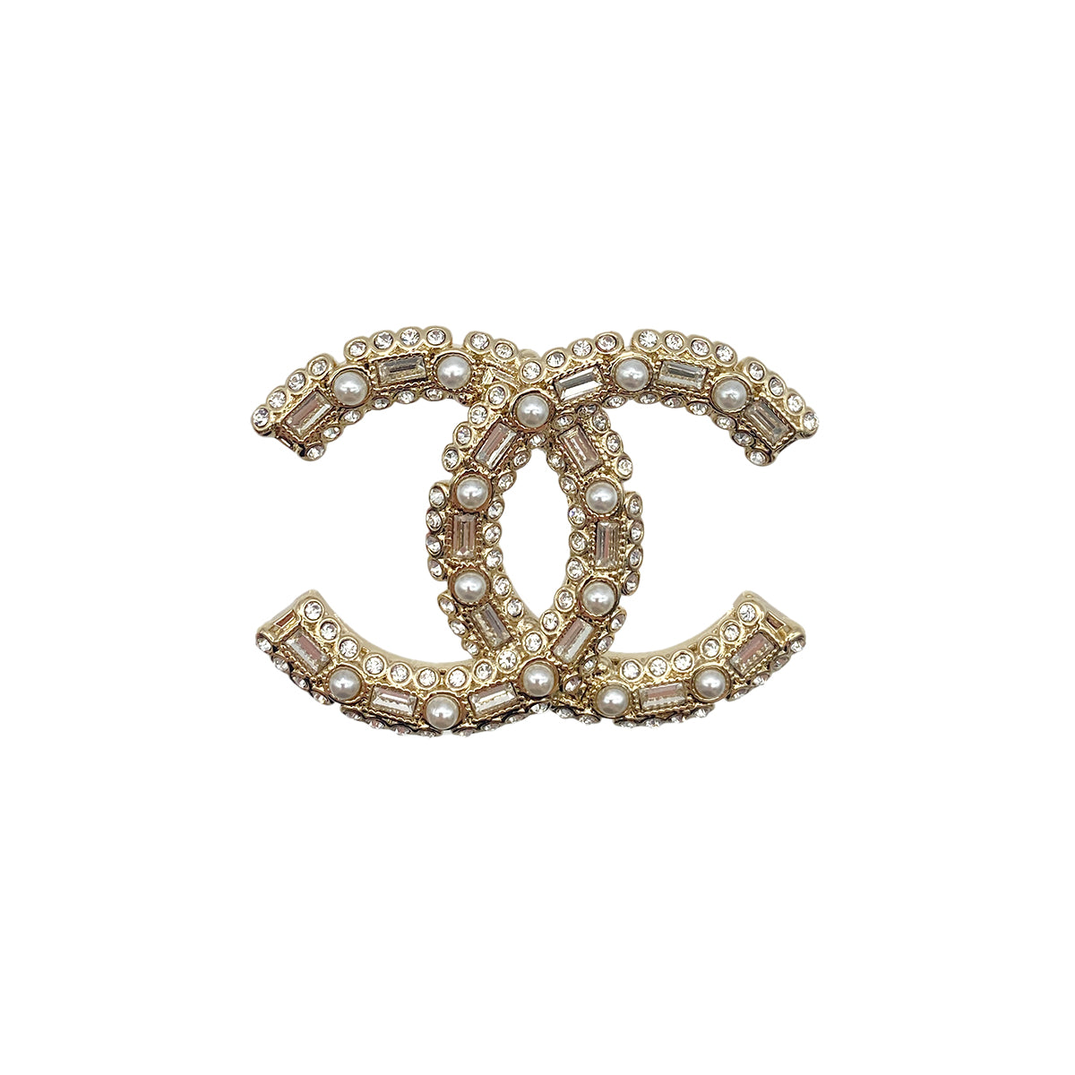 CHANEL COCOMARK BROOCH RHINESTONE FAUX PEARL ACCESSORY B23C 90275609