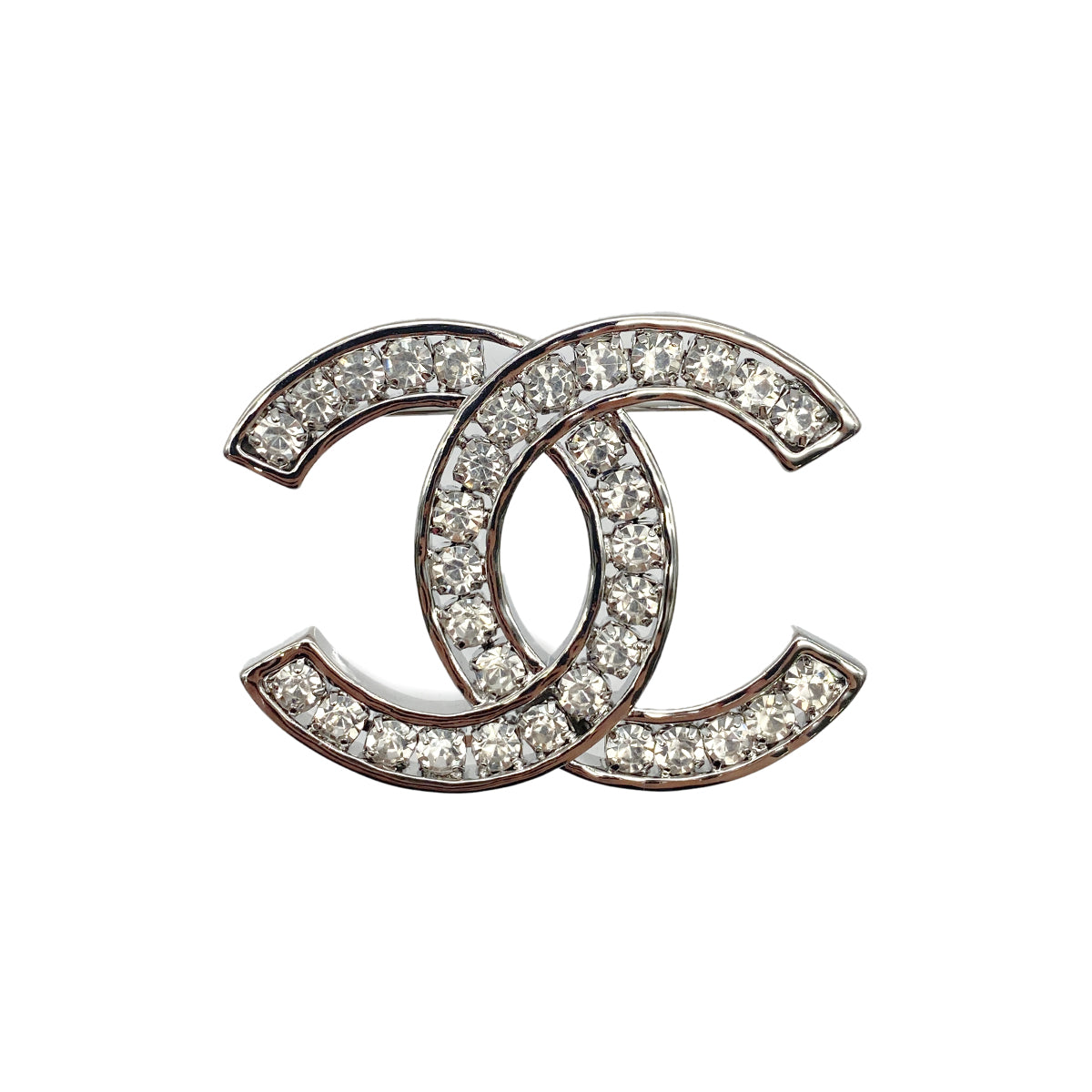 CHANEL COCOMARK BROOCH RHINESTONE SILVER ACCESSORY B23C 90275610