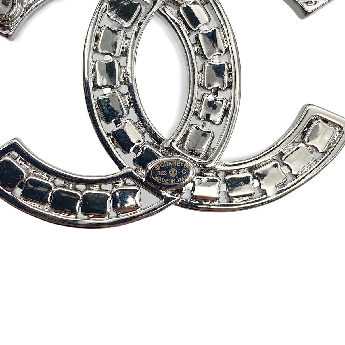 CHANEL COCOMARK BROOCH RHINESTONE SILVER ACCESSORY B23C 90275610
