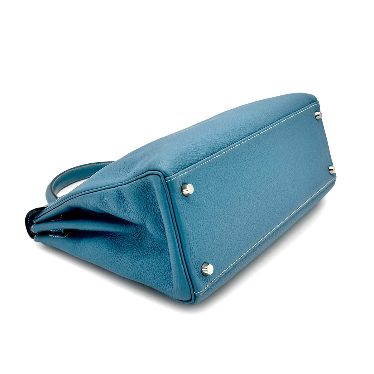 HERMES KELLY 32 RETOURNE BLUE JEAN EVERCOLOR HAND SHOULDER BAG □G SHW 90275612