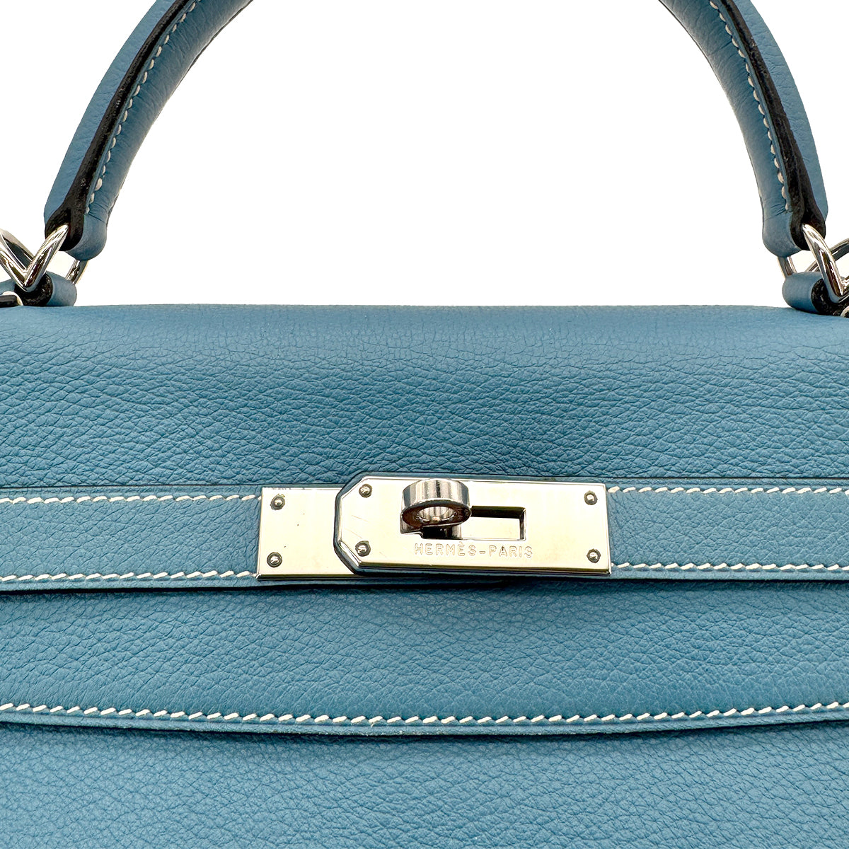 HERMES KELLY 32 RETOURNE BLUE JEAN EVERCOLOR HAND SHOULDER BAG □G SHW 90275612