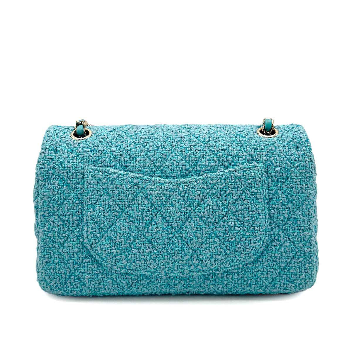 CHANEL CHAIN SHOULDER BAG BLUE TWEED 90275616