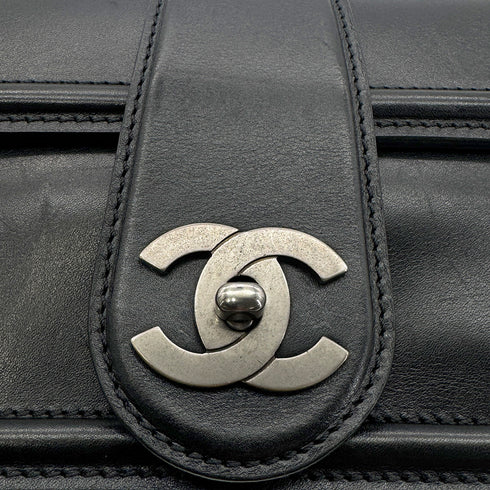 CHANEL VINTAGE TURN LOCK SHOULDER BAG BLACK CALF SKIN 90275620 - PURPOSE