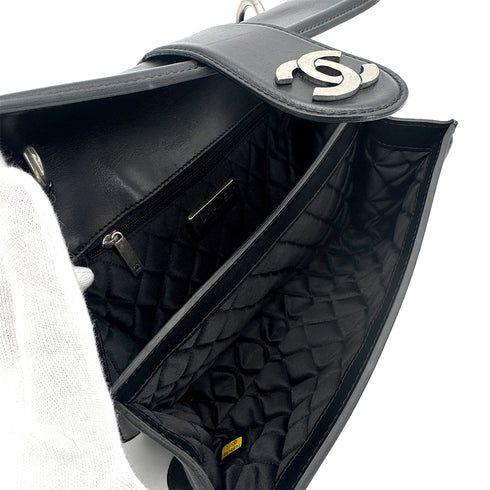 CHANEL VINTAGE TURN LOCK SHOULDER BAG BLACK CALF SKIN 90275620 - PURPOSE