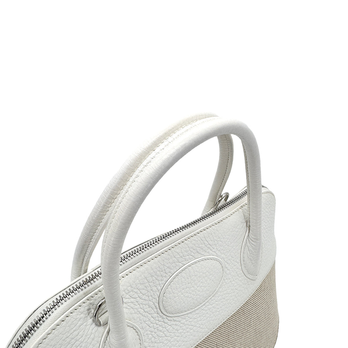 HERMES BOLIDE 31 WHITE NATURAL TAURILLON TOILE H HAND SHOULDER BAG ▢I 90275774