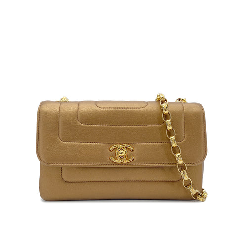 CHANEL VINTAGE BIJOU CHAIN SHOULDER BAG GOLD LAMB SKIN 90275789 - PURPOSE