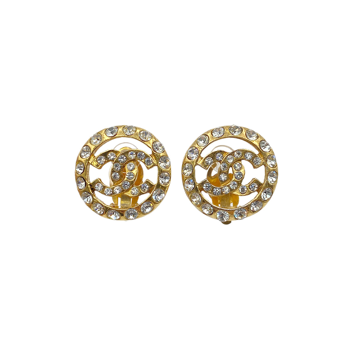 CHANEL VINTAGE EARRINGS COCOMARK RHINESTONE ACCESSORY 90275793