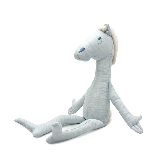 HERMES POTE YOK HORSE BLUE LINEN STUFFED TOY 90275799