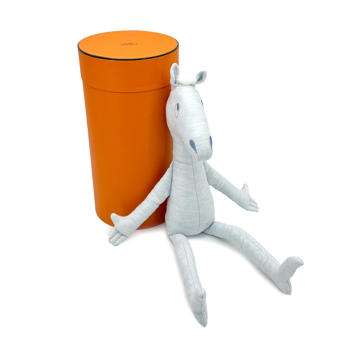 HERMES POTE YOK HORSE BLUE LINEN STUFFED TOY 90275799