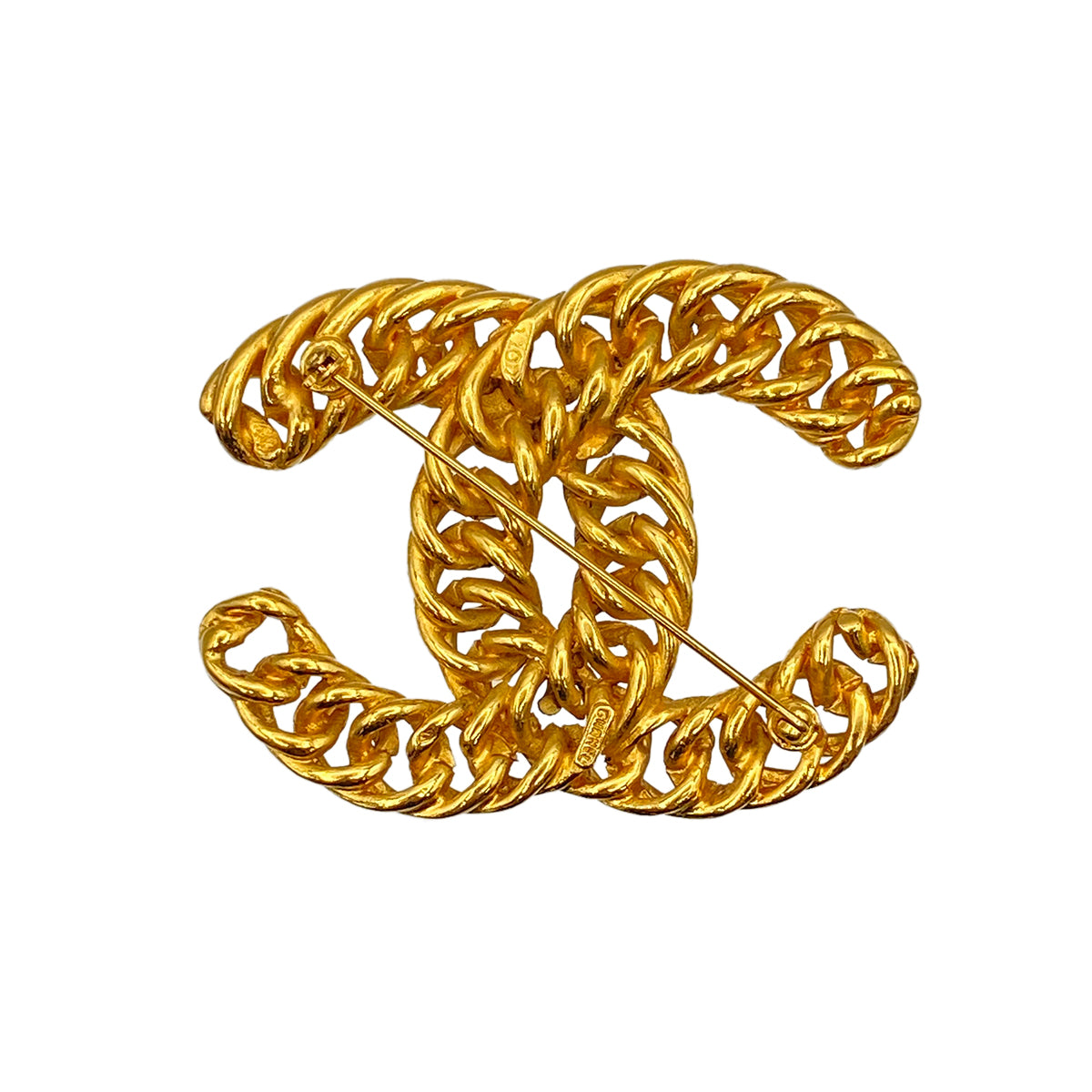 CHANEL VINTAGE COCOMARK CHAIN BROOCH GOLD ACCESSORY 90275802
