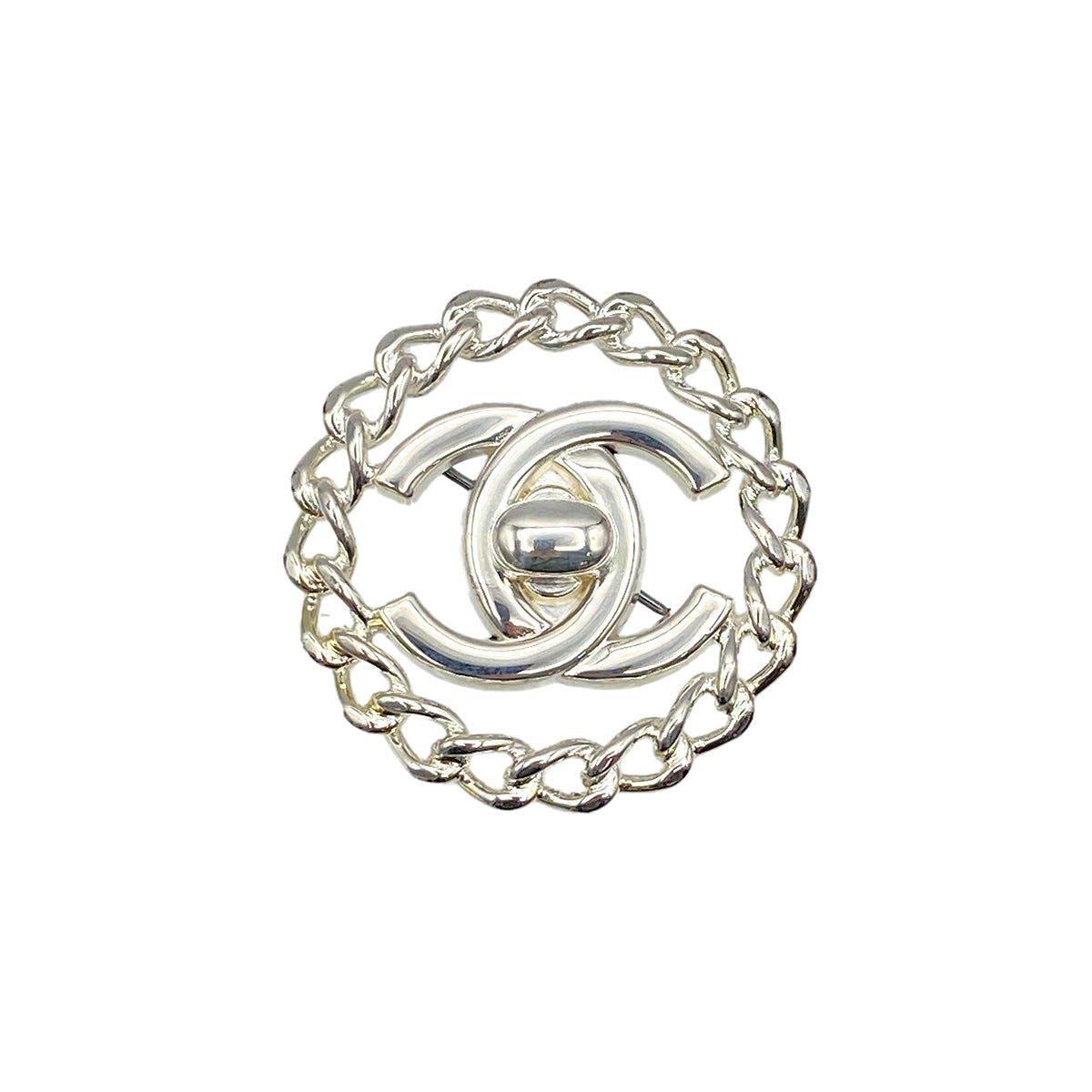 CHANEL VINTAGE TURN LOCK COCOMARK BROOCH SILVER ACCESSORY 97A 90275804