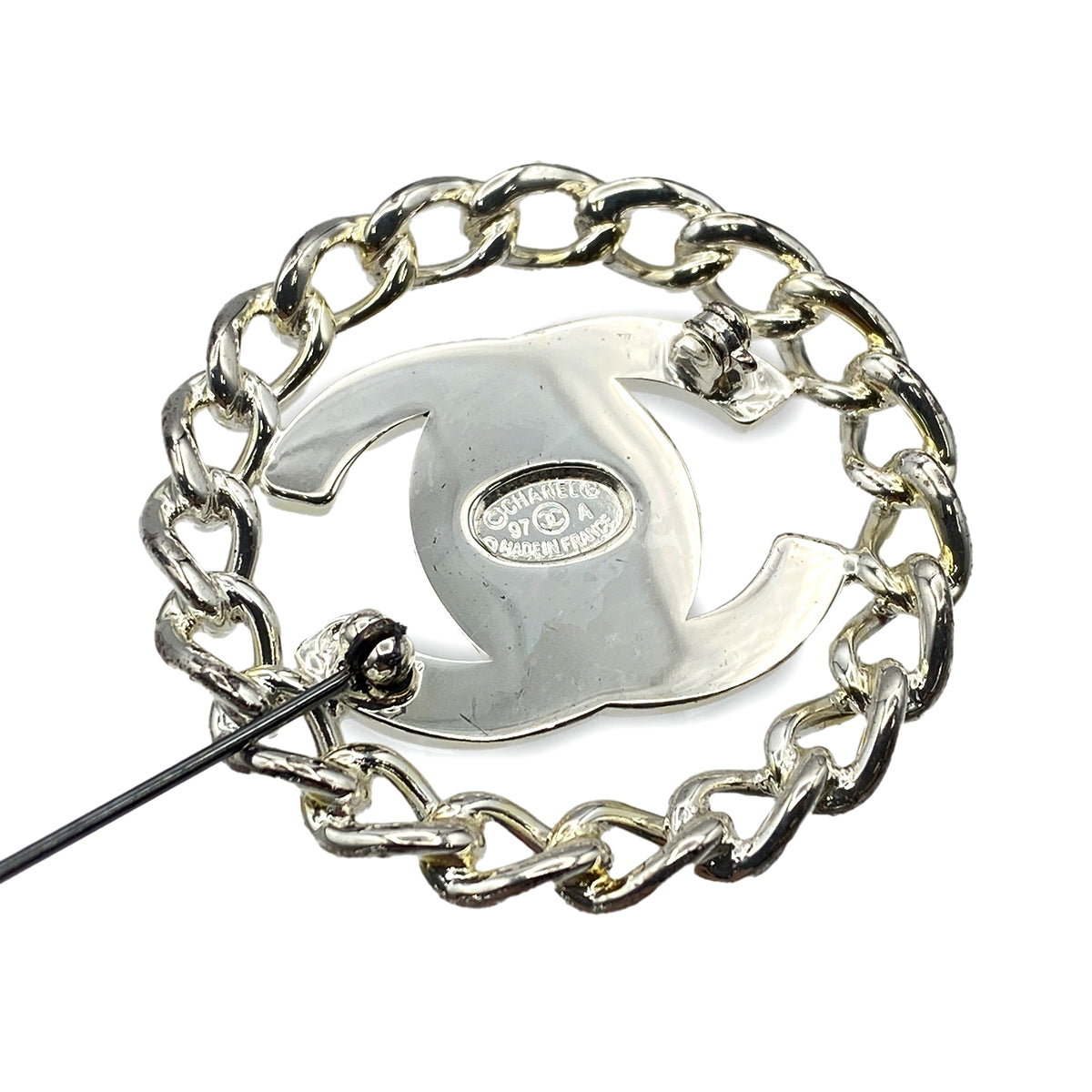 CHANEL VINTAGE TURN LOCK COCOMARK BROOCH SILVER ACCESSORY 97A 90275804