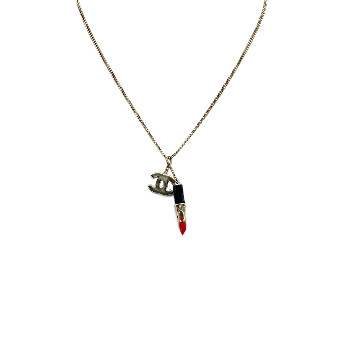 CHANEL NECKLACE LIP MOTIF COCOMARK RHINESTONE ACCESSORY 04A 90275808