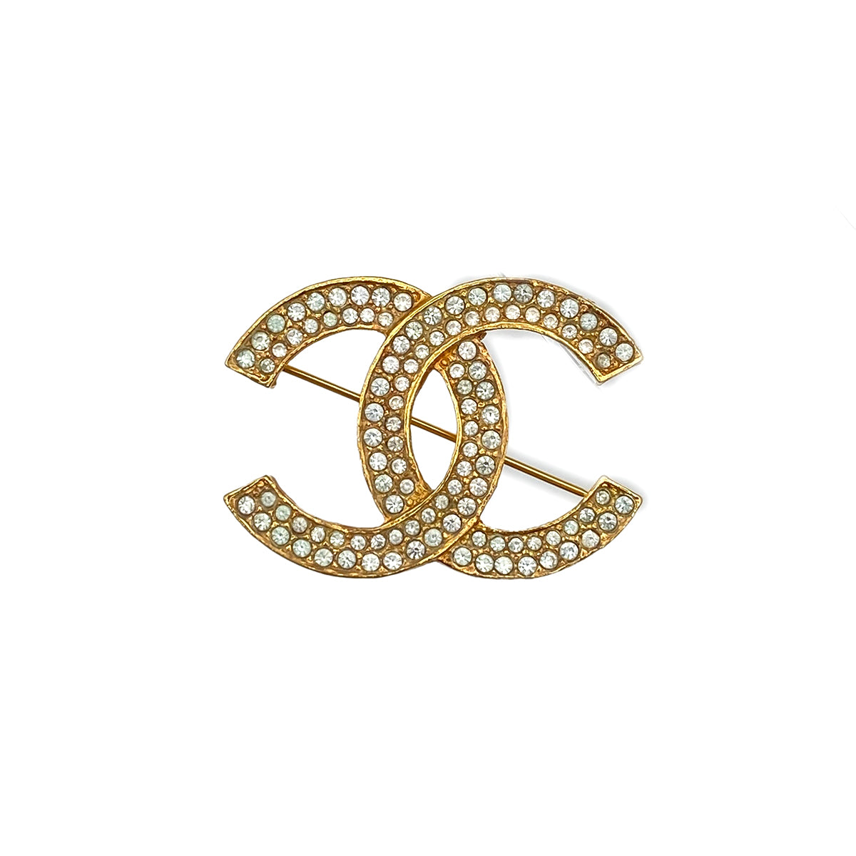 CHANEL VINTAGE COCOMARK BROOCH RHINESTONE GOLD ACCESSORY 90275810