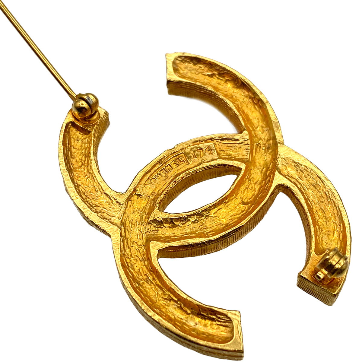 CHANEL VINTAGE COCOMARK BROOCH RHINESTONE GOLD ACCESSORY 90275810
