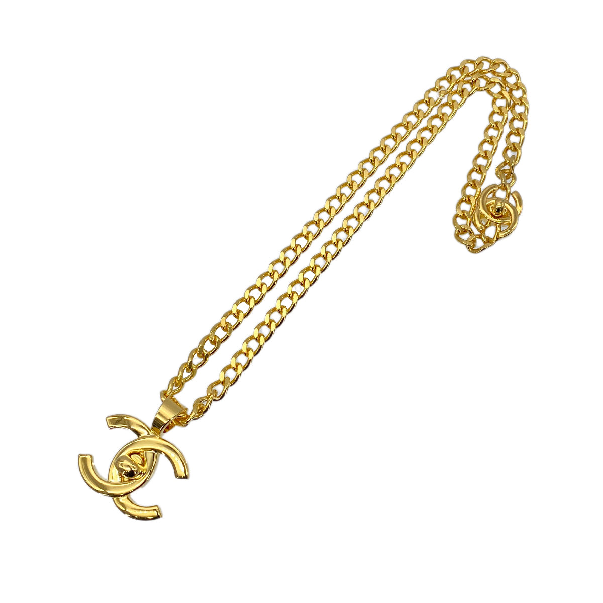 CHANEL VINTAGE NECKLACE COCOMARK TURN LOCK GOLD ACCESSORY 96P 90275820