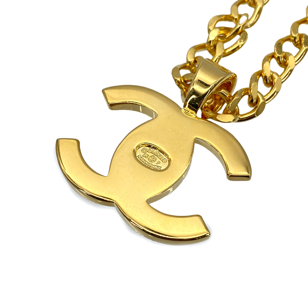 CHANEL VINTAGE NECKLACE COCOMARK TURN LOCK GOLD ACCESSORY 96P 90275820