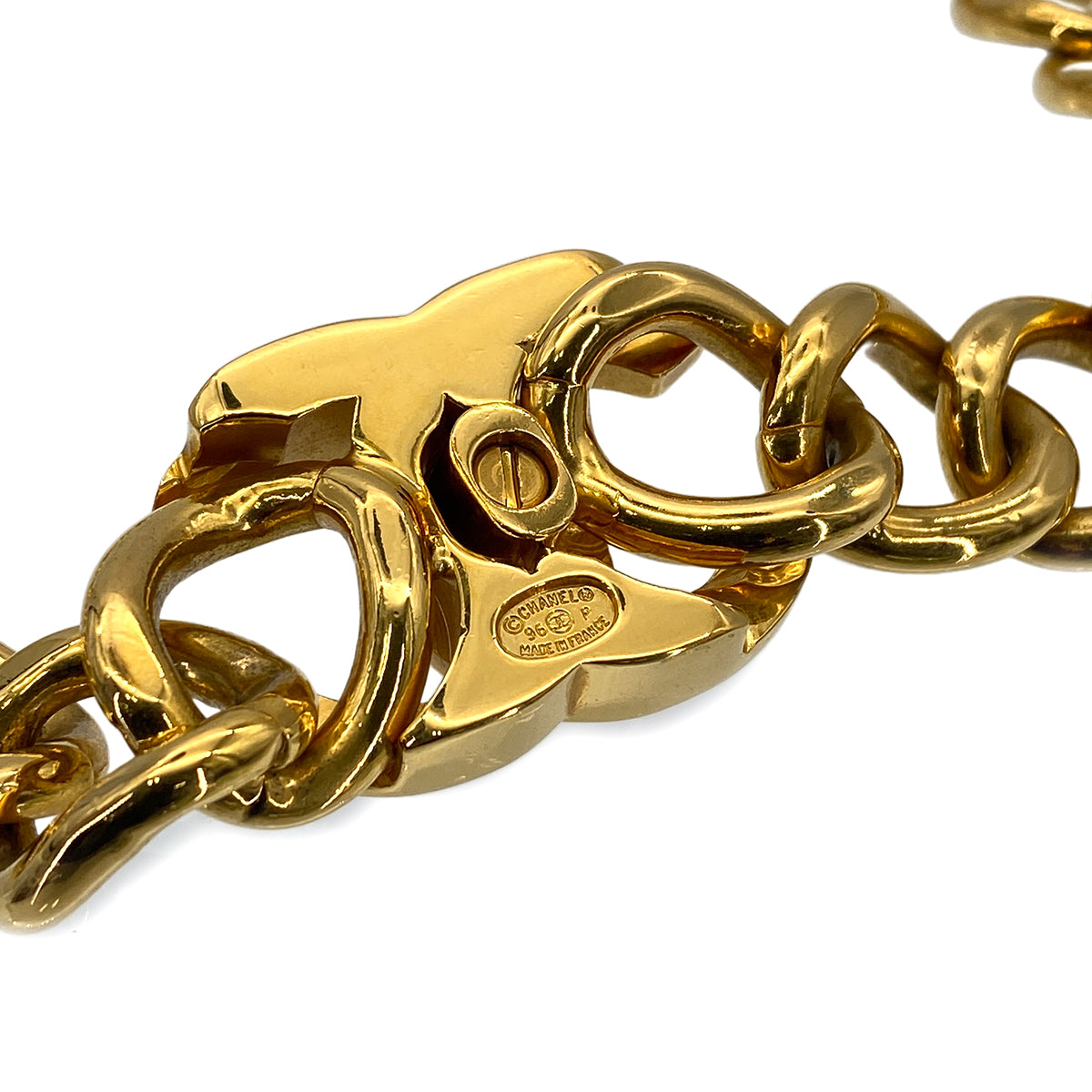 CHANEL VINTAGE NECKLACE CHOKER COCOMARK TURN LOCK GOLD ACCESSORY 96P 90275825