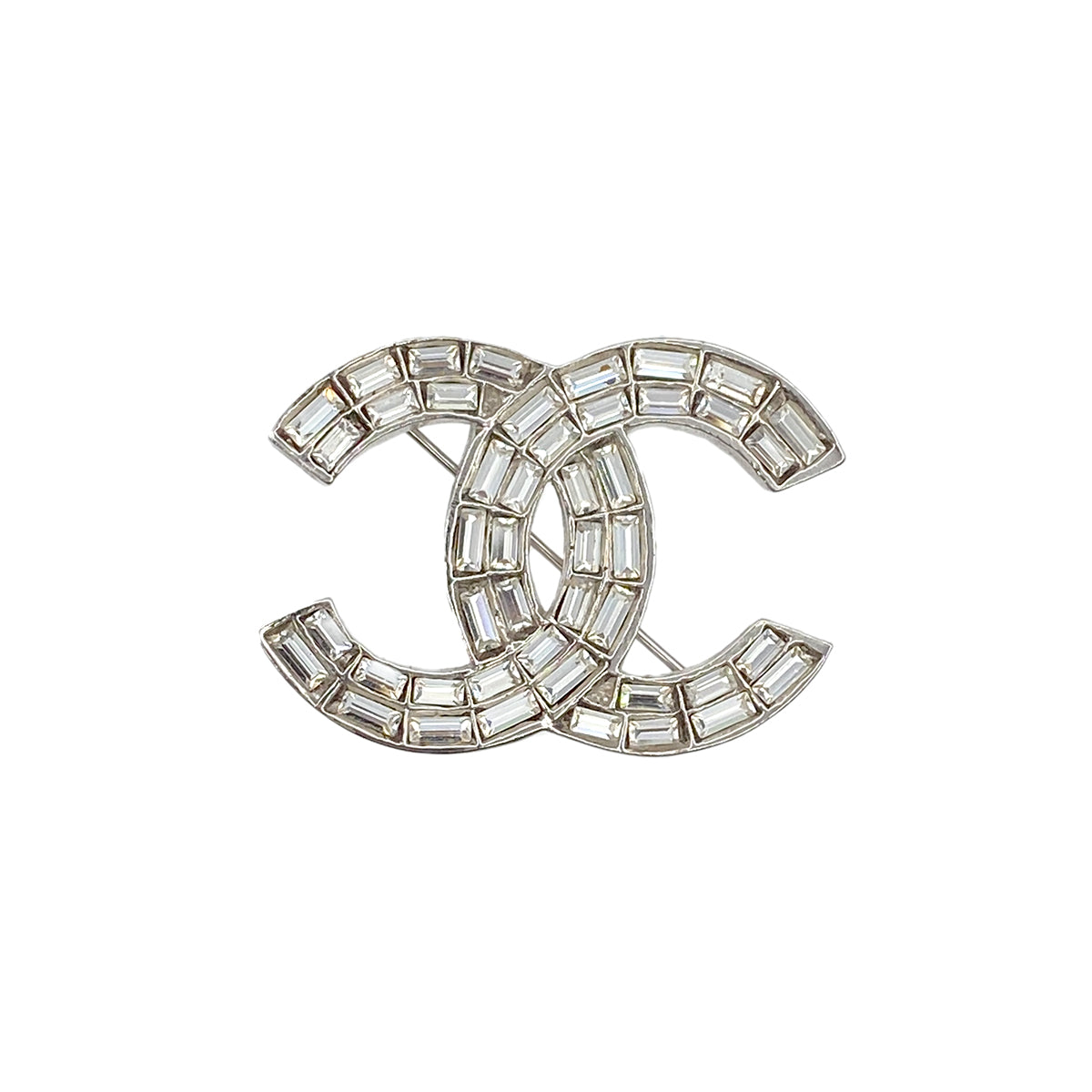 CHANEL COCOMARK BROOCH RHINESTONE SILVER ACCESSORY 01P 90275829