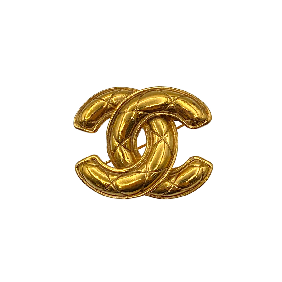 CHANEL VINTAGE COCOMARK BROOCH MATELASSE GOLD ACCESSORY 90275833