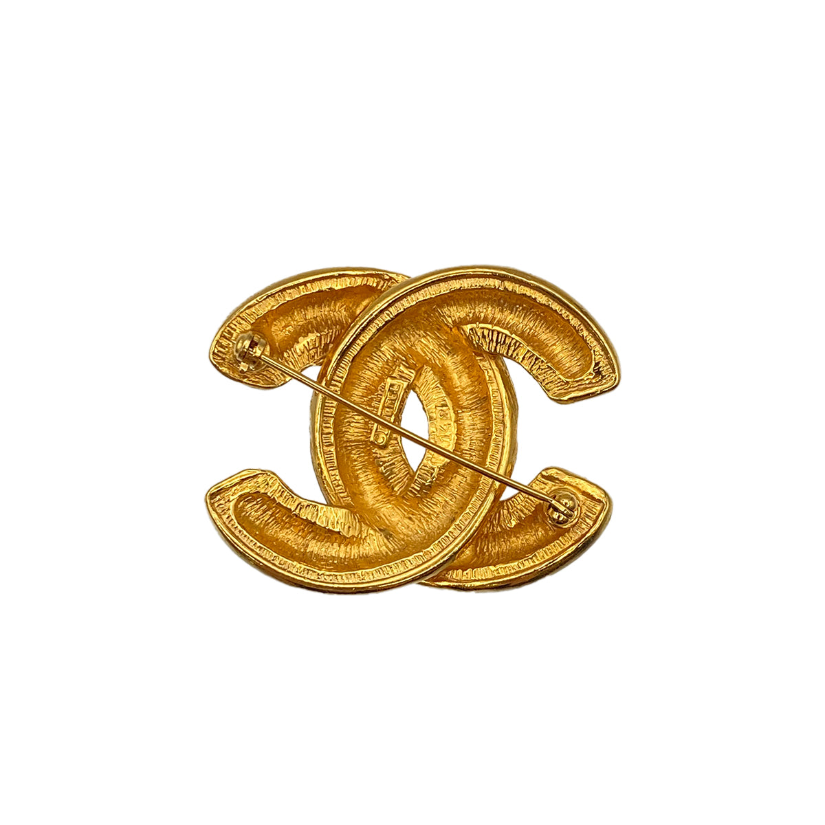 CHANEL VINTAGE COCOMARK BROOCH MATELASSE GOLD ACCESSORY 90275833