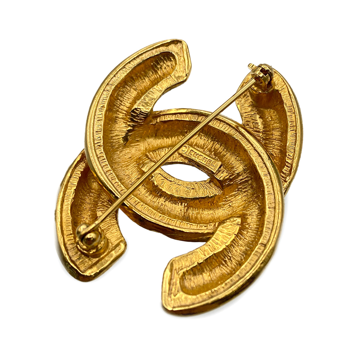 CHANEL VINTAGE COCOMARK BROOCH MATELASSE GOLD ACCESSORY 90275833