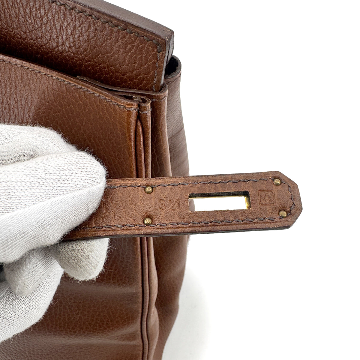 HERMES BIRKIN 35 BROWN ARDENNES HAND BAG □A GHW 90275883