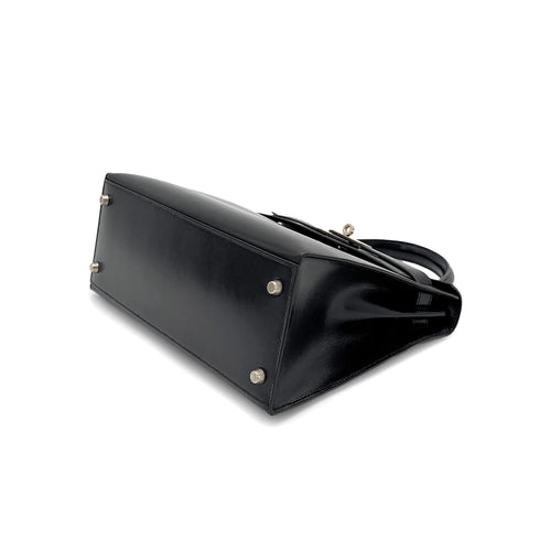 HERMES KELLY 28 SELLIER BLACK BOXCALF HAND SHOULDER BAG 〇W GHW 90275884 - PURPOSE