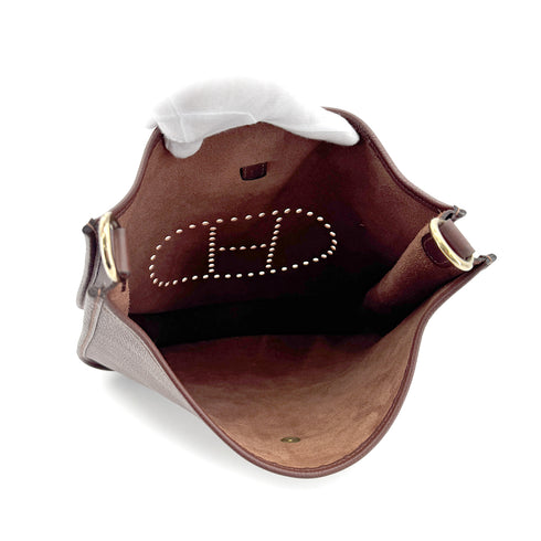 HERMES EVELYNE 1 GM BROWN TOGO SHOULDER BAG □B 90275885 - PURPOSE