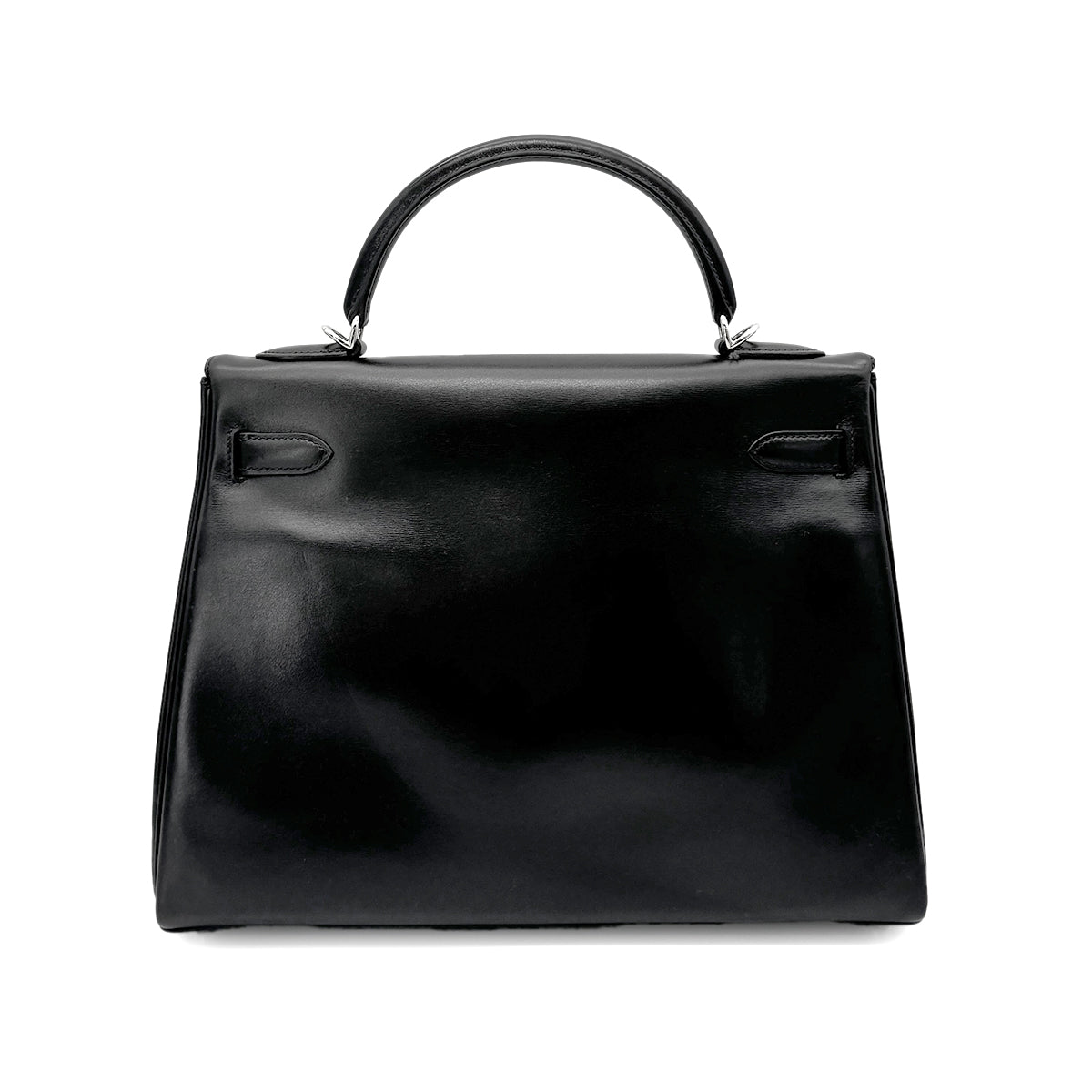 HERMES KELLY 32 RETOURNE BLACK BOXCALF HAND SHOULDER BAG □F SHW 90275886
