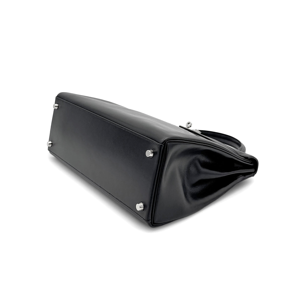 HERMES KELLY 32 RETOURNE BLACK BOXCALF HAND SHOULDER BAG □F SHW 90275886