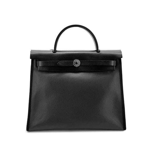 HERMES HER BAG ZIP 31 BLACK VACHE HUNTER TOILE H BERLINE TOTE SHOULDER BAG Z SHW 90275889