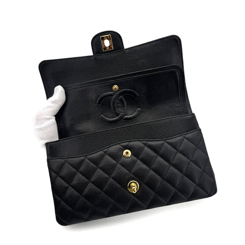 CHANEL VINTAGE CLASSIC FLAP MEDIUM CHAIN SHOULDER BAG BLACK CAVIAR SKIN 90275890 - PURPOSE