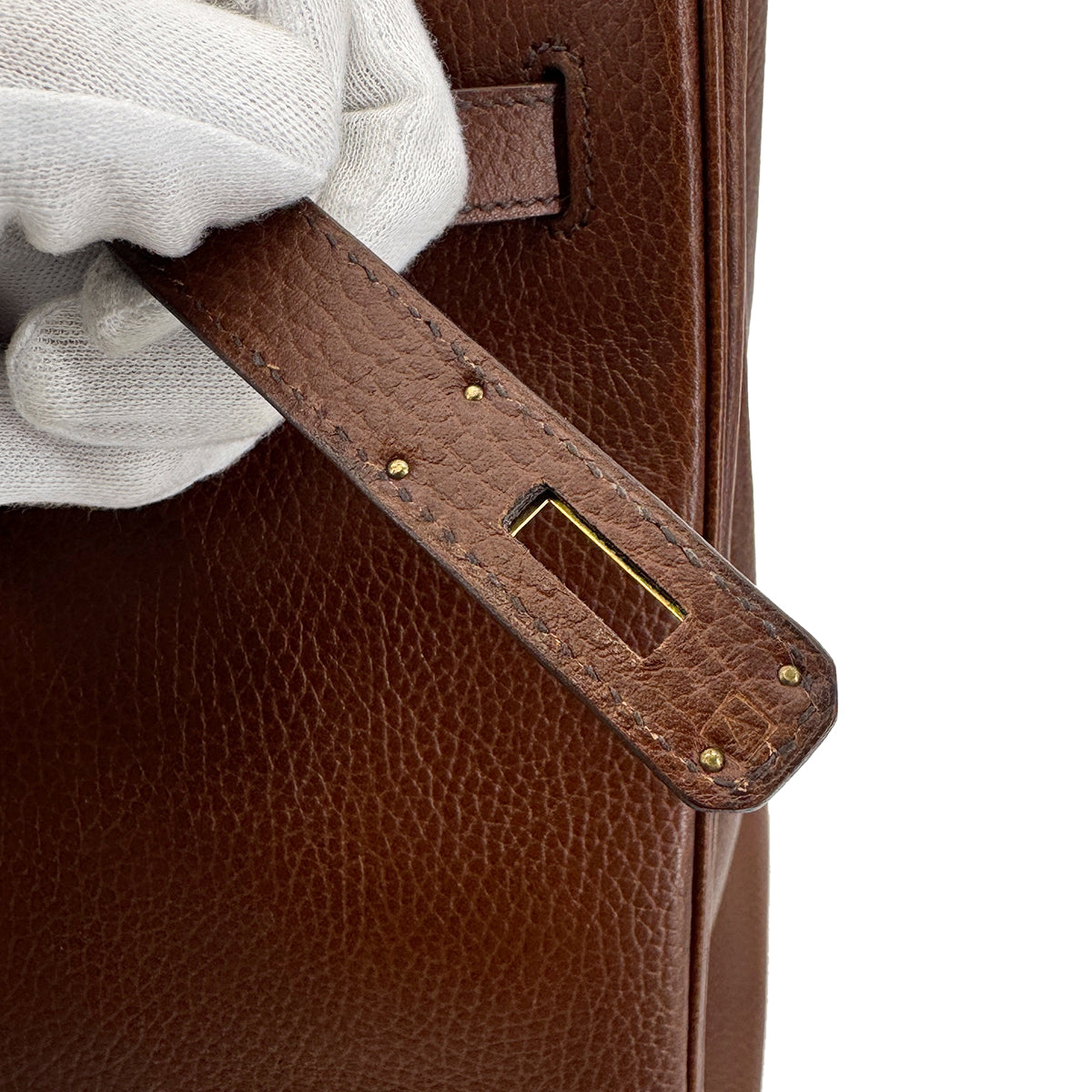 HERMES BIRKIN 40 BROWN ARDENNES HAND BAG □A GHW 90275892