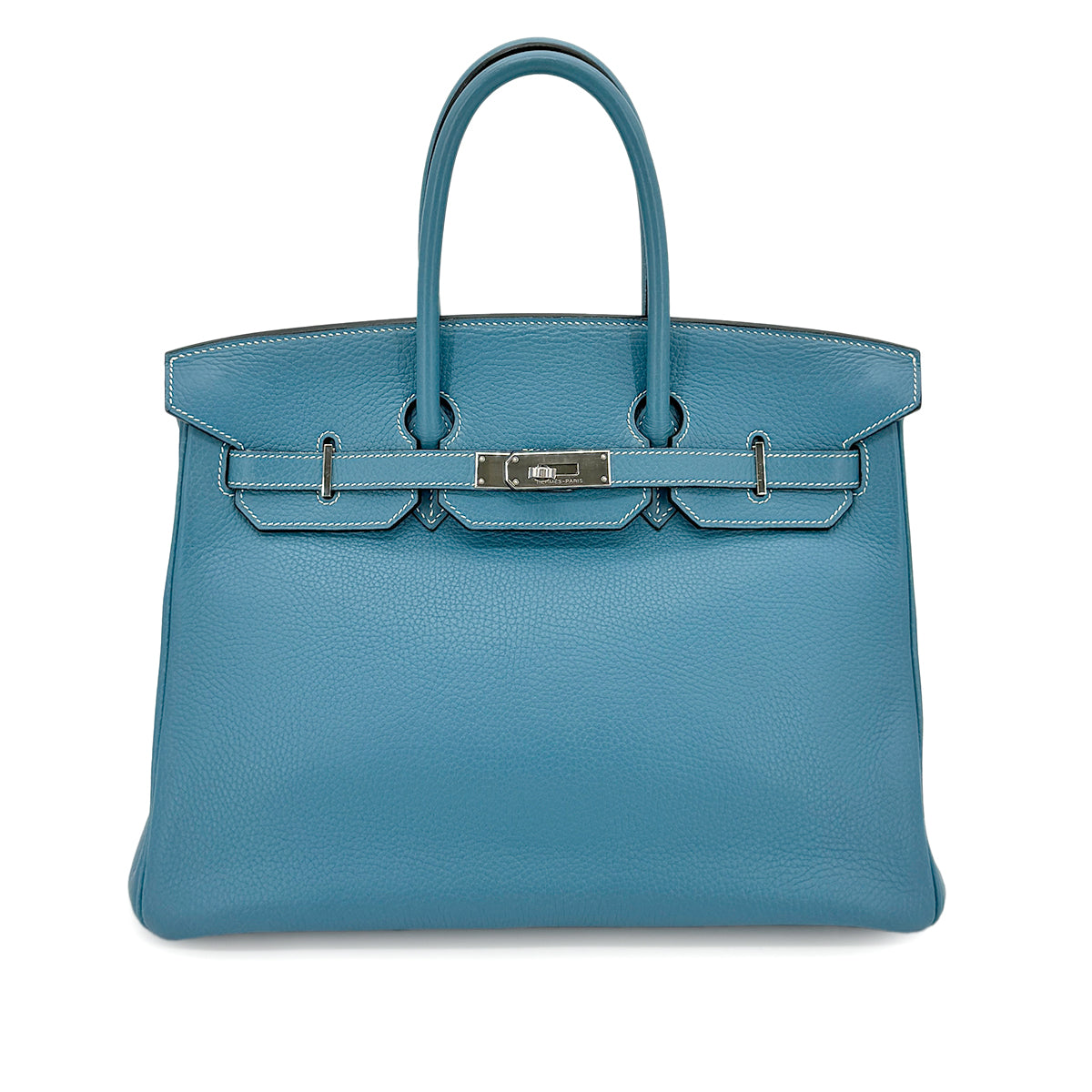 HERMES BIRKIN 35 BLUE JEAN TAURILLON CLEMENCE HAND BAG □J SHW 90275893